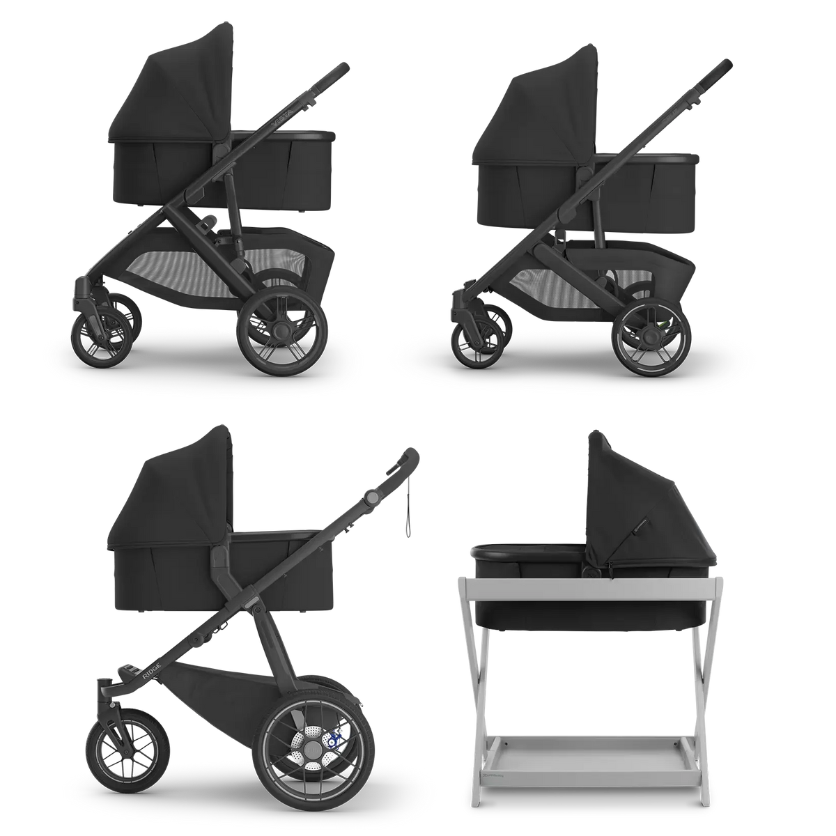 UPPAbaby V3 Bassinet - James (Black/Carbon Frame/Black Leather) UPPAbaby