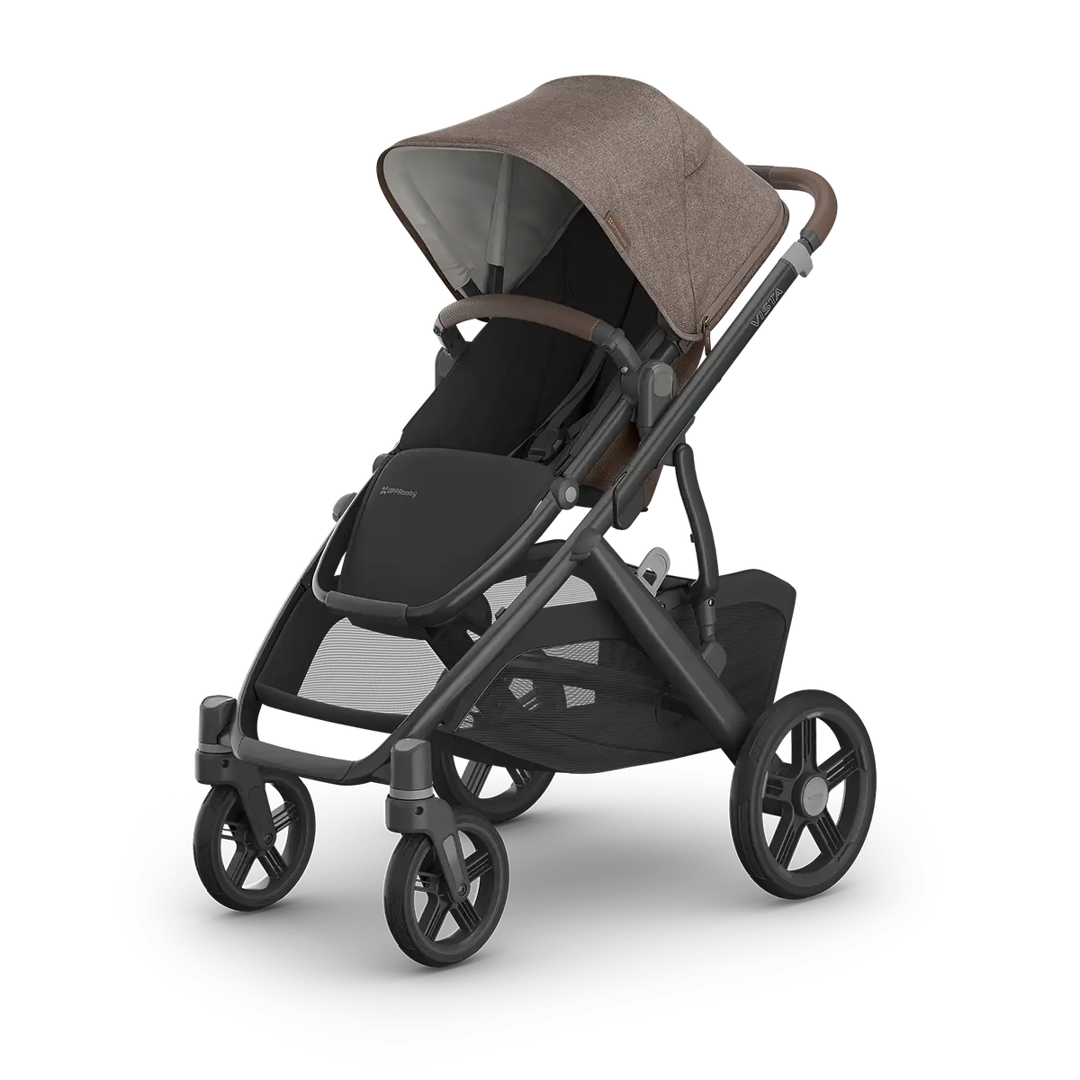UPPAbaby Vista V3 Stroller - Owen (Mocha Mélange/Carbon Frame/Chestnut Leather) UPPAbaby