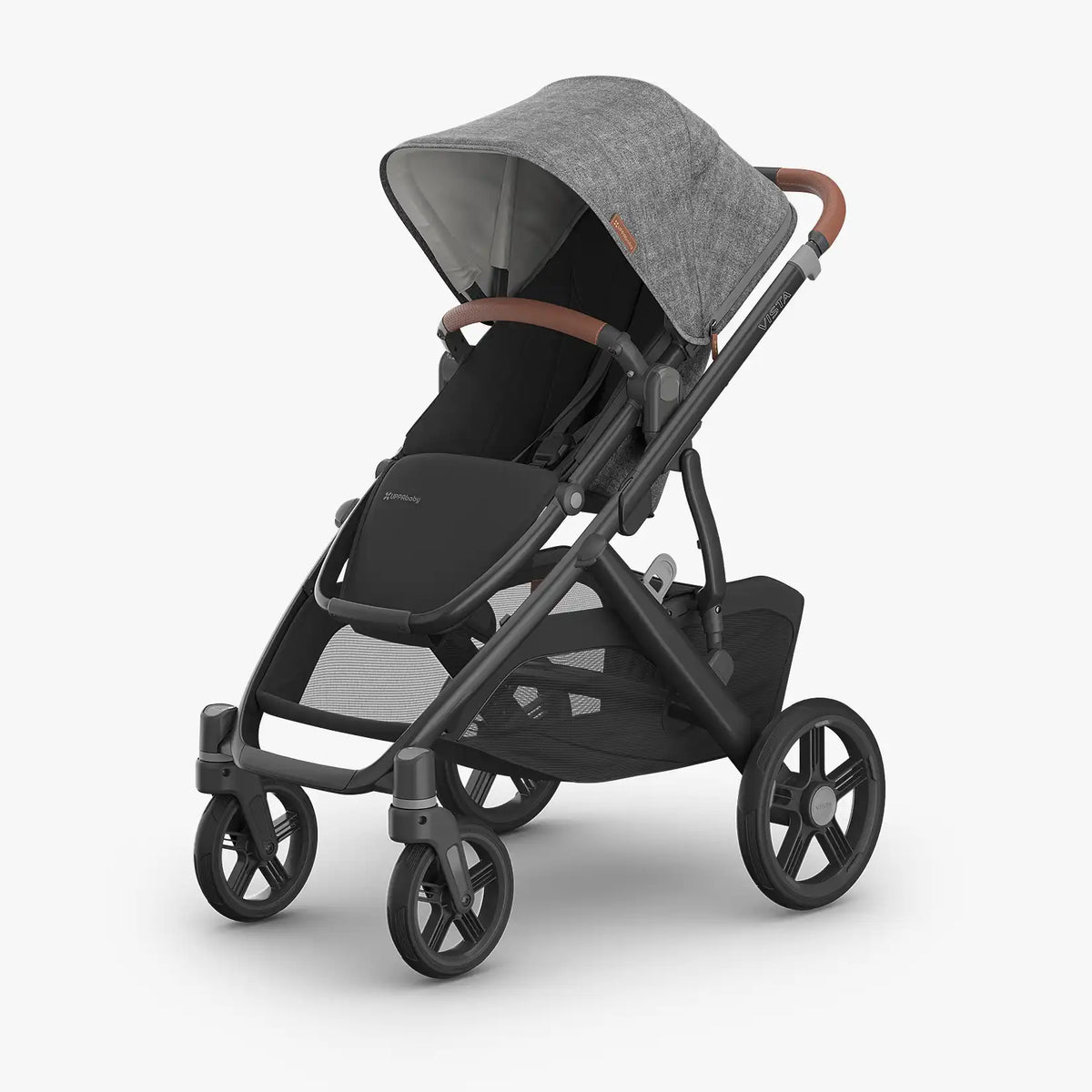 UPPAbaby Vista V3 Stroller - Greyson (Charcoal Melange/Carbon Frame/Saddle Leather) UPPAbaby
