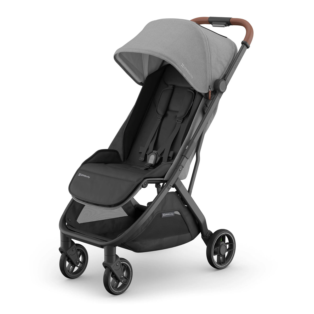 UPPAbaby Minu V3 Stroller - Greyson (Charcoal Mélange/Carbon Frame/Saddle Leather) UPPAbaby