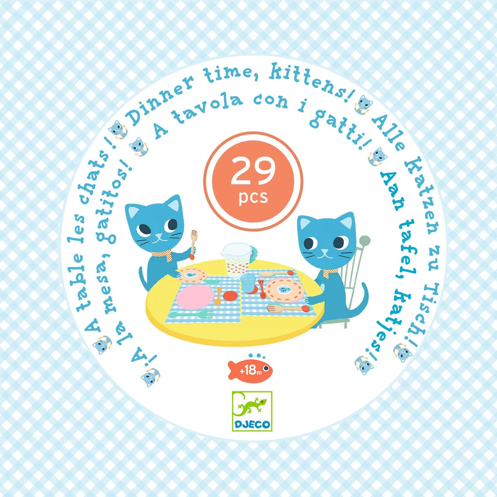 Djeco Dinner Time, Kittens Wooden Dining Set Djeco