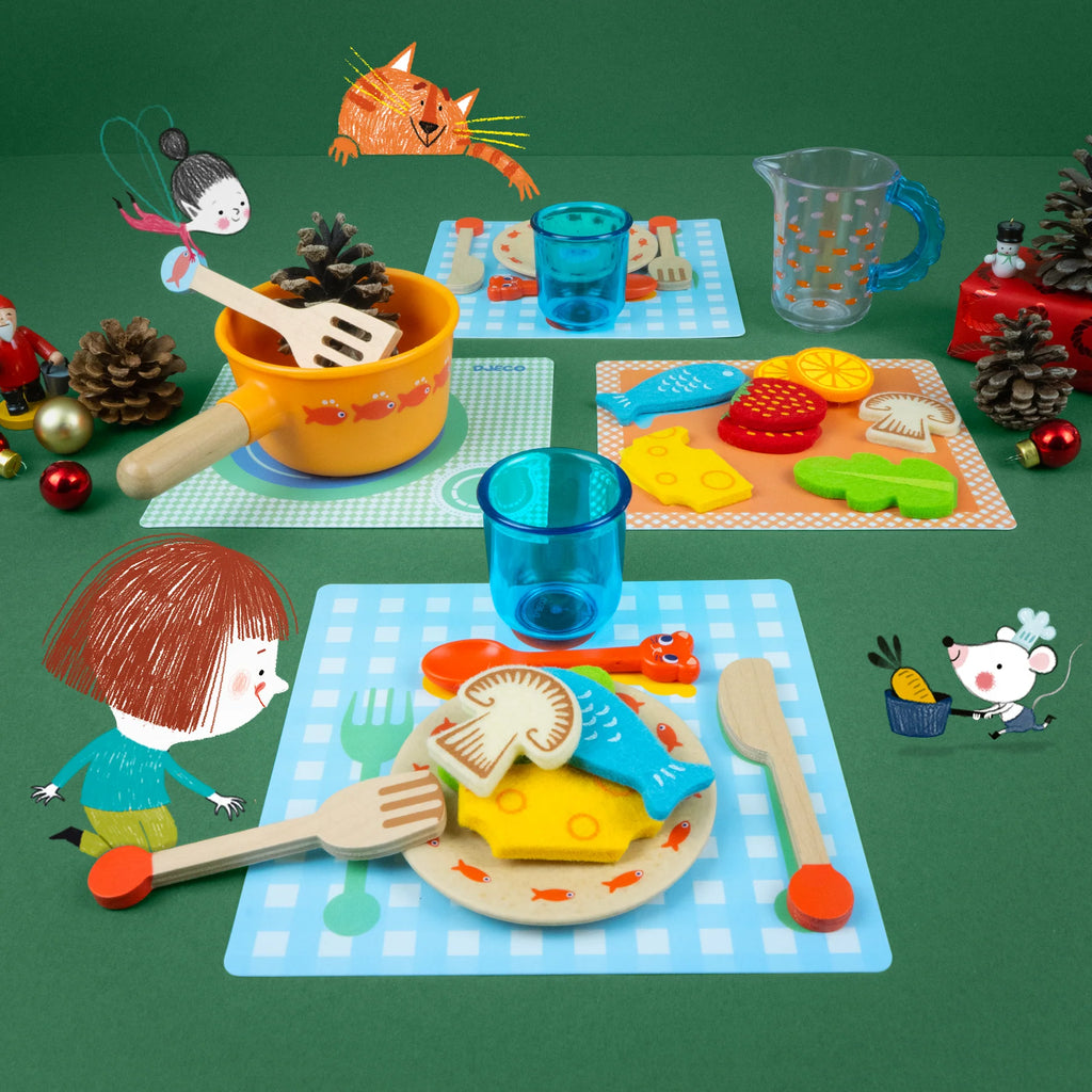 Djeco Dinner Time, Kittens Wooden Dining Set Djeco