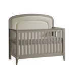 Natart Juvenile Palo Crib 5-in-1 Convertible Crib - Dove with Bouclé Beige Upholstered Headboard Panel Natart