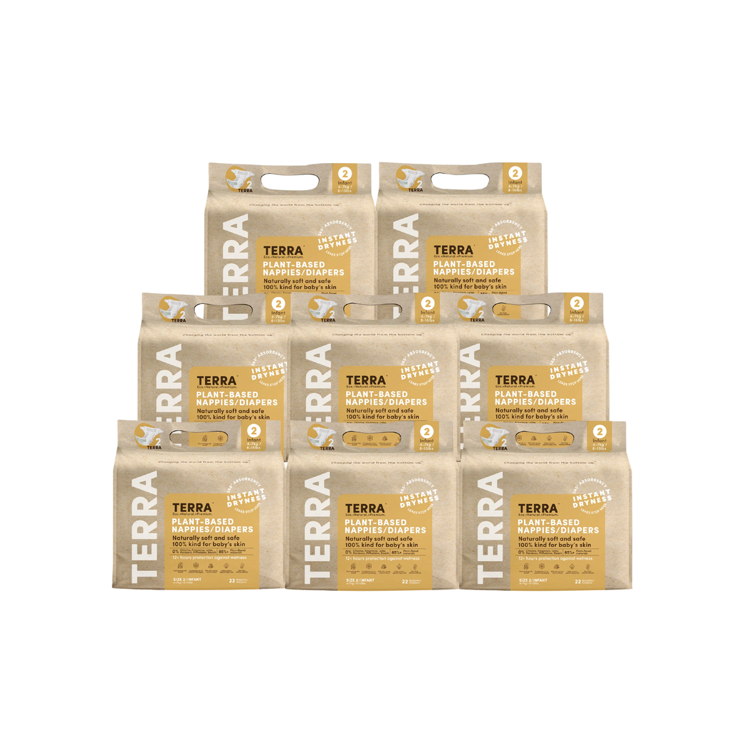Terra Eco Diapers Size 2 - Infant (8 Pack Bundle) Terra
