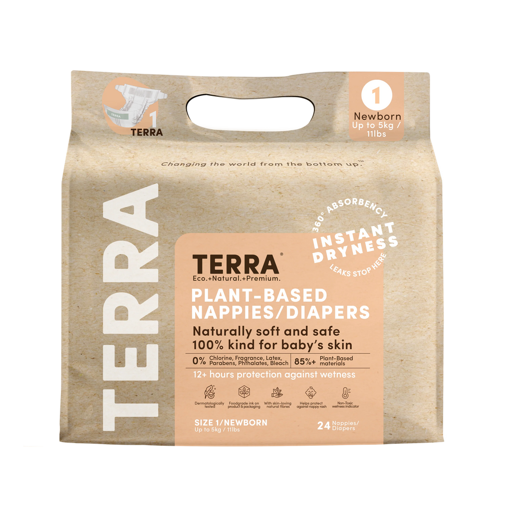 Terra Eco Diapers Size 1 - Newborn (8 Pack Bundle) Terra