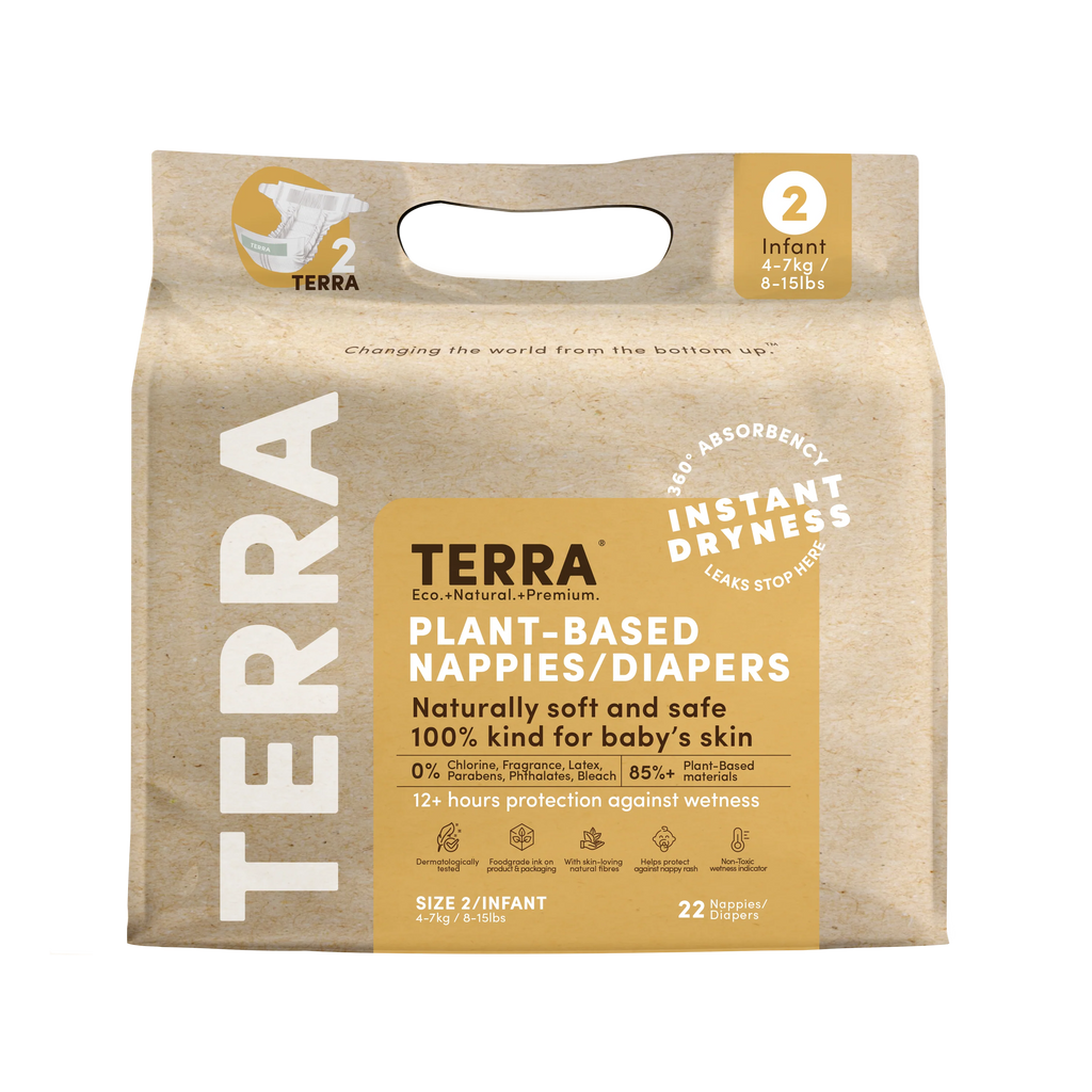 Terra Eco Diapers Size 2 - Infant (8 Pack Bundle) Terra
