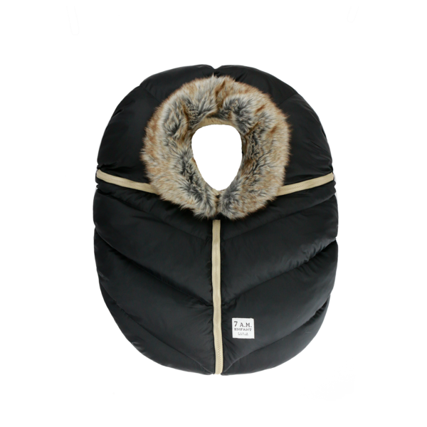 7 AM Car Seat Cocoon - Tundra Black Faux Fur (0-12M) 7 a.m. Enfant