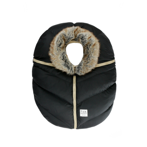 7 AM Car Seat Cocoon - Tundra Black Faux Fur (0-12M) 7 a.m. Enfant
