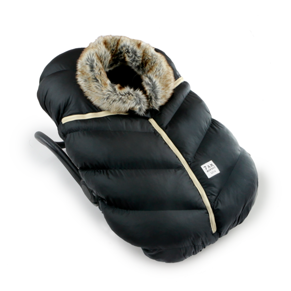 7 AM Car Seat Cocoon - Tundra Black Faux Fur (0-12M) 7 a.m. Enfant