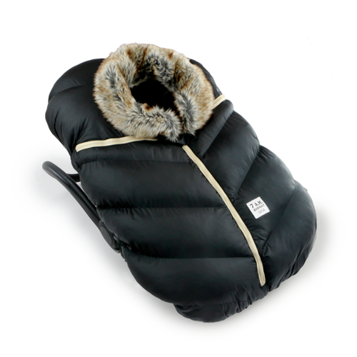 7 AM Car Seat Cocoon - Tundra Black Faux Fur (0-12M) 7 a.m. Enfant