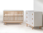 Tulip Juvenile Tate Classic Crib and 3 Drawer Dresser XL - White/Natural Tulip Juvenile