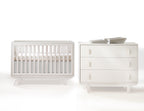 Tulip Juvenile Tate Classic Crib and 3 Drawer Dresser XL - White Tulip Juvenile