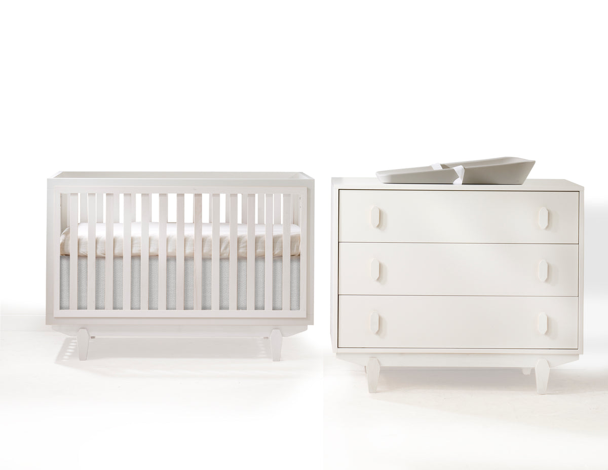Tulip Juvenile Tate Classic Crib and 3 Drawer Dresser XL - White Tulip Juvenile