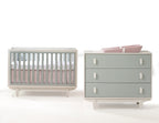Tulip Juvenile Tate Classic Crib and 3 Drawer Dresser XL - Latte/Sage Tulip Juvenile