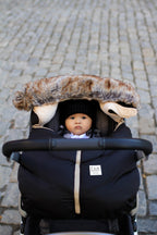7 AM Car Seat Cocoon - Tundra Black Faux Fur (0-12M) 7 a.m. Enfant