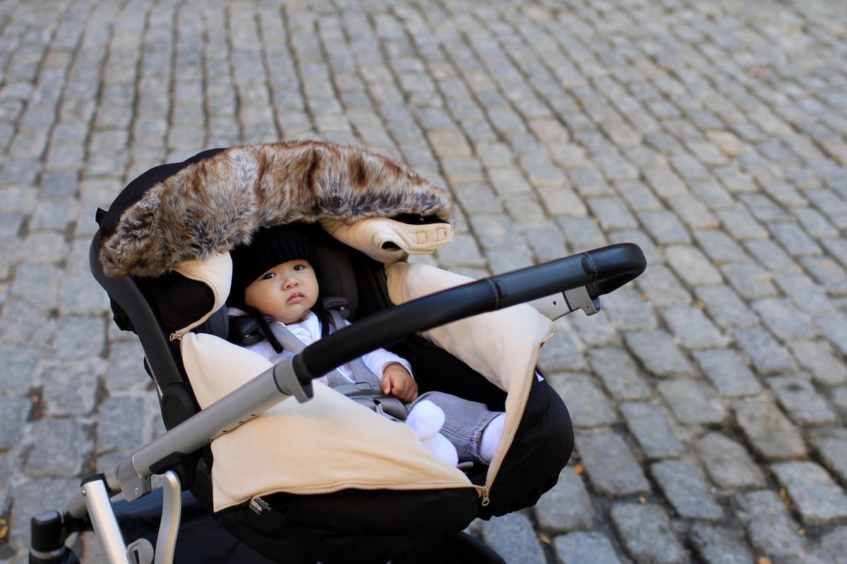 7 AM Car Seat Cocoon - Tundra Black Faux Fur (0-12M) 7 a.m. Enfant