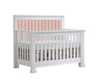 Taylor 5-in-1 Convertible Crib (Custom Order 12 - 16 Weeks) White Pink Upholstery Natart