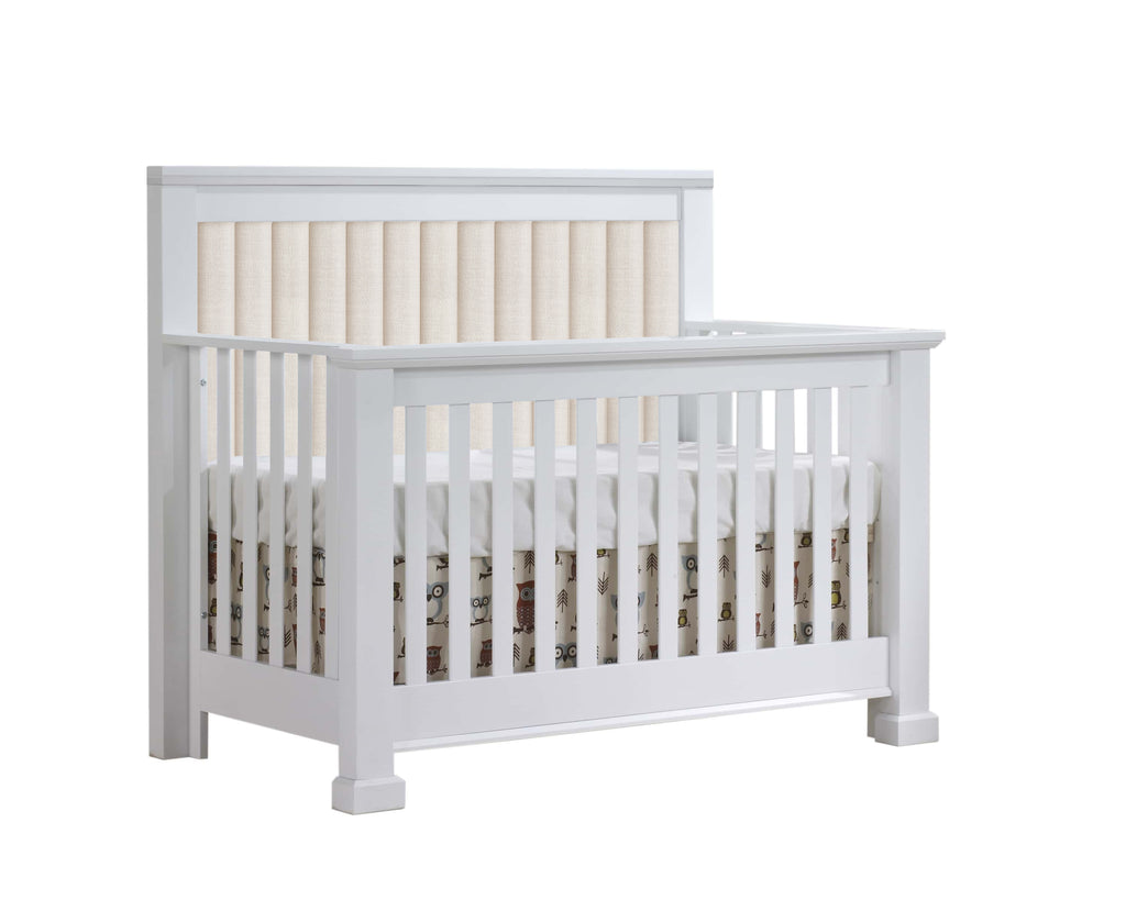 Taylor 5-in-1 Convertible Crib (Custom Order 12 - 16 Weeks) White Talc Upholstery Natart