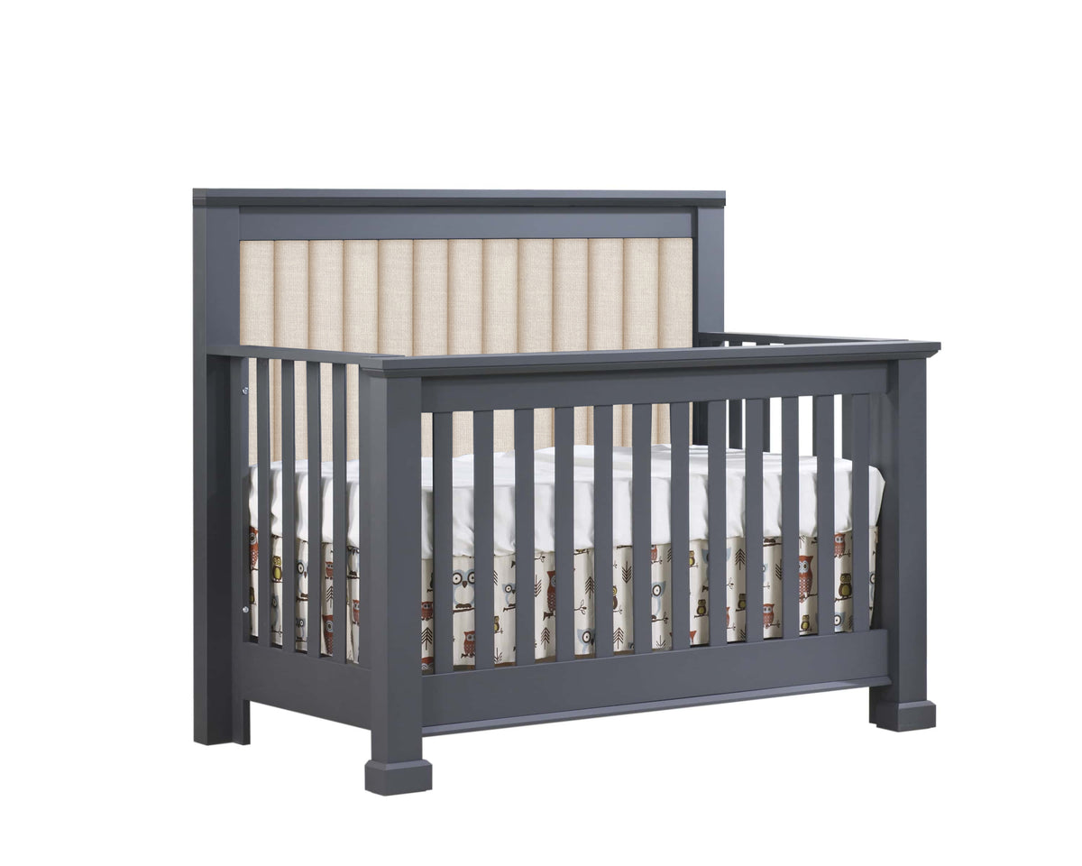 Taylor 5-in-1 Convertible Crib (Custom Order 12 - 16 Weeks) Graphite Talc Upholstery Natart