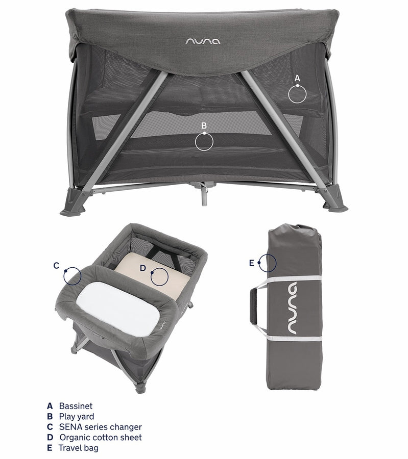 Nuna SENA Aire Playard and Changer Bundle - Granite Nuna