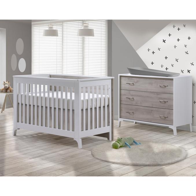 Tulip Juvenile Metro Crib & Dresser Set - White/Sand Natart